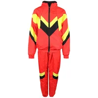 Foxxeo 80er Jahre Kostüm für Erwachsene Premium 80s Trainingsanzug Assianzug Assi - Herren Größe S-XXXXL - Fasching Karneval Anzug, Farbe rot gelb schwarz, Größe: XXXL