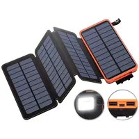 Revolt Solar-Powerbank mit faltbarem 8-W-Solarpanel, LED-Lampe, 16 Ah, 2,1