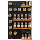 wood4hood Gewürzregal MAGNET, Spar-Set mit viel Zubehör, Magnettafel mit magnetischen Böden aus Eiche · beschreibbar braun|schwarz 50 cm x 80 cm x 9 cm
