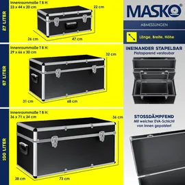 Masko Alubox Aluminium 194 l schwarz 3er SET