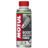 Motul Oktan-Booster und Reinigungs-Additiv für Kraftstoffsysteme von Motorrädern mit 2- und 4-Takt-Motoren, Mehr Leistung, weniger Verbrauch und Emissionen, Boost and Clean Moto, 200 ml