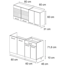 Vicco R-Line Küchenzeile 140 cm bordeaux hochglanz/anthrazit