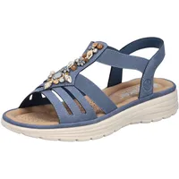Rieker Sandale Sommerschuh, Riemchensandalette, Schmuckverzierung, Gummizüge blau Gr.: 41