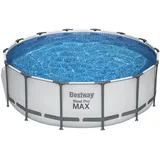 BESTWAY Steel Pro Max Rundbecken Set 427 x 122 cm inkl. Filterpumpe, Abdeckung und Leiter