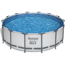 BESTWAY Steel Pro Max Rundbecken Set 427 x 122 cm inkl. Filterpumpe, Abdeckung und Leiter