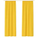 Bestgoodies Gardine mit Universalband 140x245 cm in Gelb, blickdichter Vorhang mit Kräuselband in vielen Variationen