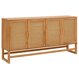 Home Affaire Sideboard HOME AFFAIRE "Linz", gelb (honigfarben, natur), B:170cm H:90cm T:38cm, FSC-zertifiziertes Massivholz, Sideboards, Sideboard, Kommode mit Rattangeflecht auf den Türfronten, aus Massivholz