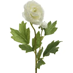 Ranunkel mit Blüte und Knospe am Stiel Kunstblume Dekoblume H: 57cm weiß