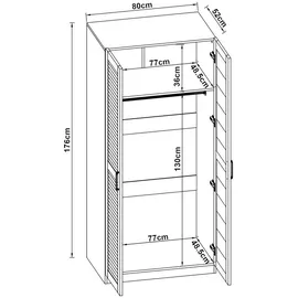 [en.casa] Kleiderschrank Finning 176x80x52 cm 1 Fach Walnuss, dunkel