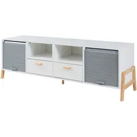 [en.casa] Fernsehschrank Kvaefjord 160x40x52 cm Weiß/Grau