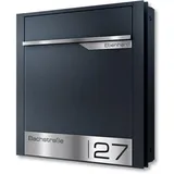 Metzler Briefkasten für Zaunmontage | Zaunbriefkasten | personalisiert mit Gravur | Anthrazit RAL 7016 | Emma 2