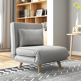 Homcom Schlafsessel 3 in 1 Polyester 72 x 79 x 78 cm Hellgrau mit Lendenkissen