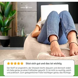 Green Bean 2er Set Indoor XXL Sitzsack + Hocker mit EPS-Perlen Füllung - Sand Creme