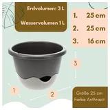 GarPet Blumentopf hängend Blumenampel Hängetopf Hängeampel Hängender Blumentopf Hängeblumentopf Outdoor inkl. Kette 25 cm anthrazit