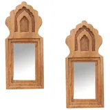 Marrakesch Orient & Mediterran Interior 2er Set Wandspiegel Mukana Natur H 22cm × B 10cm × T 3cm - Boho