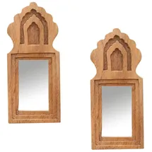 Marrakesch Orient & Mediterran Interior 2er Set Wandspiegel Mukana Natur H 22cm × B 10cm × T 3cm - Boho