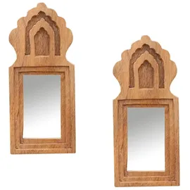 Marrakesch Orient & Mediterran Interior 2er Set Wandspiegel Mukana Natur H 22cm × B 10cm × T 3cm - Boho