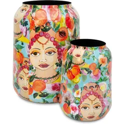 Blooming Namaste Vase/Übertopf aus Metall 2er- Set