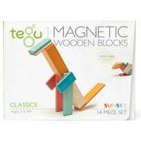 Tegu - 14 Magnetische Holzbausteine orange blau