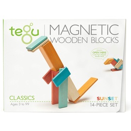 Tegu - 14 Magnetische Holzbausteine orange blau
