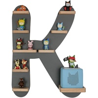 MR TEDDY BEAR Kinderregal Buchstabe K | Holzregal für Toniebox und Tonies | Tonie-Regal hergestellt in der EU | Wandregal zum Spielen und Sammeln | Für Mädchen und Jungen | im K Design in Anthrazit