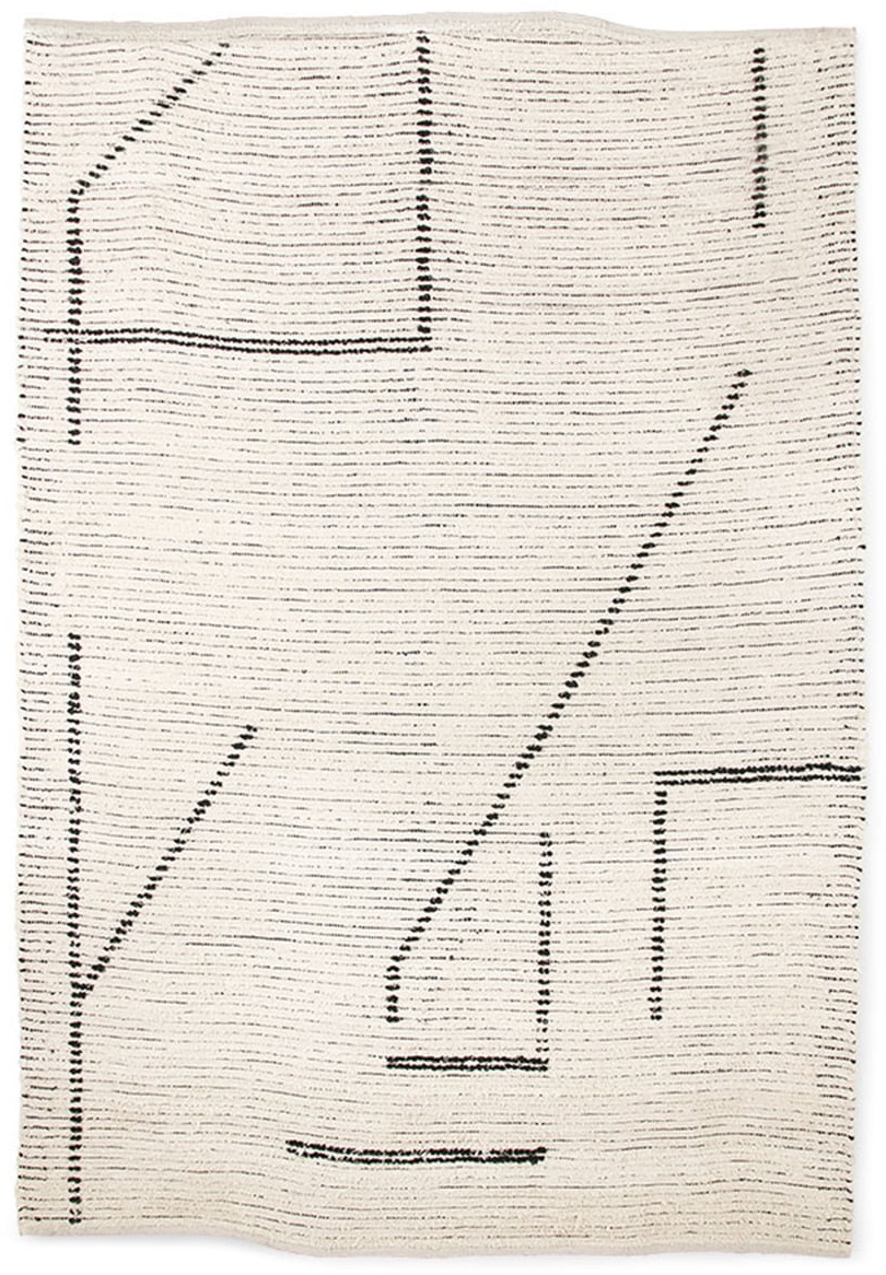 HKliving - Handgewebter Teppich Baumwolle, 200 x 300 cm, cream / charcoal