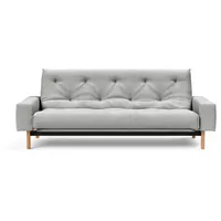 Schlafsofa INNOVATION LIVING TM "MIMER hochwertige Schlaffunktion, aktuelles Design und extra Komfort" Sofas Gr. T: 100cm, Struktur MICRO CHECK, grau (grau 590 micro check) Taschenfederkernmatratze, Breite Liegefläche 140 cm