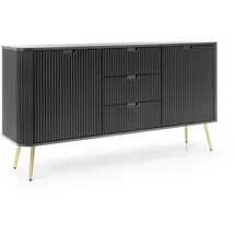 Deine Möbel 24 Kommode 168 x 87 x 39 cm Weiß/Schwarz/Beige/Gold