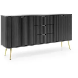 Deine Möbel 24 Kommode 168 x 87 x 39 cm Weiß/Schwarz/Beige/Gold