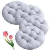 Umllpet Sitzkissen Rund 40cm, 4 Stück Bodenkissen Rund Sitzpolster Stuhlauflage Sitzpolster Stuhlkissen Polster Auflage für Wohnzimmer, Esszimmerstuhl Stuhl für Indoor Outdoor (Hellgrau)