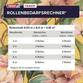 tesa rasch Magnolia Vliestapete 6 m x 0,53 m 1 St Gelb/Grün/Orange 371130