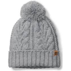 Timberland Womens Cable Pom Beanie medium grey heather OS