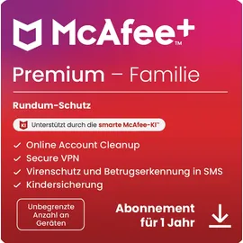 McAfee McAfee+ Premium Family 1 Jahr ESD 6 Nutzer DE Win Android iOS