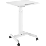Maclean Brackets Höhenverstellbarer Laptoptisch mit Rollen Sitz-steh-Schreibtisch Gasfeder Höhenverstellbar bis max. 113cm 30 Grad Neigbar Belastbar bis 8kg (Weiße Farbe)