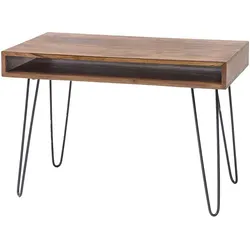 Schreibtisch Retro Stil aus Sheesham Massivholz und Metall Hairpin Gestell