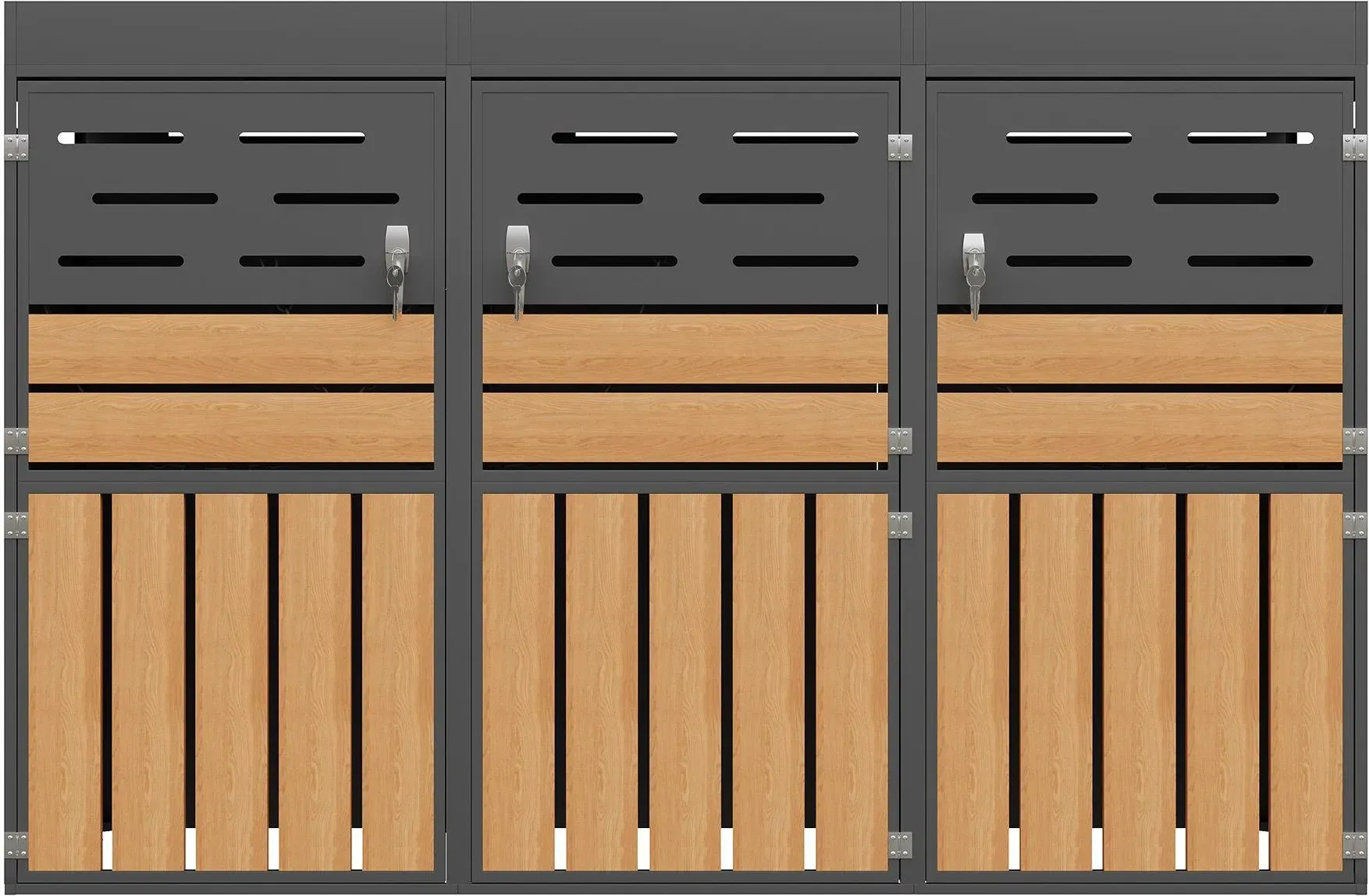 Multifunktionaler Außenschrank, integriertem Pflanzkasten, Jalousien-Lüftung gegen Gerüche, 199x80x128 cm, Grau