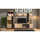 INOSIGN Wohnwand »Avignon, inkl. Highboard, TV-Board, Standregal und Wandregal«, (Komplett-Set, 4 St.), 263 cm, Trendfarben, mit dekorativen schwarzen Streifen, TV bis 58',