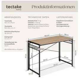 Tectake tectake® Schreibtisch Paterson 102 x 51 x 77 cm