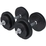 Gorilla Sports Kurzhantelset 20 kg Kunststoff schwarz - 2er Set, Ø 30mm, mit 2 Kurzhantelstangen und 4 Sternverschlüssen