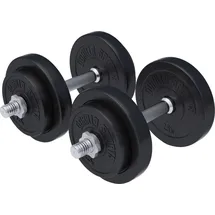 Gorilla Sports Kurzhantelset 20 kg Kunststoff schwarz - 2er Set, Ø 30mm, mit 2 Kurzhantelstangen und 4 Sternverschlüssen
