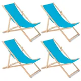 Liegestuhl Strandliege Gartenliege Sonnenliege 4er Set Hellblau Buchenholz