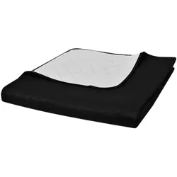 Zweiseitige Tagesdecke Gesteppt Schwarz/Weiß 220x240 cm