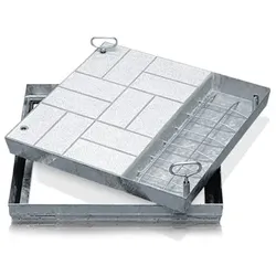 Schachtabdeckung Edelstahl V2A gebeizt, B 450 x T 450mm, Bauhöhe 90mm