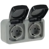 ChiliTec Doppelsteckdose IP44 Aufputz grau 1 St.