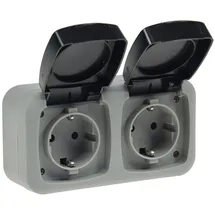 ChiliTec Doppelsteckdose IP44 Aufputz grau 1 St.