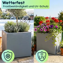 ethick Quadratischer Blumentopf 47 x 47 x 39 cm Beton-Grau