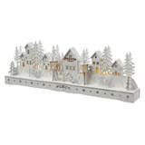 MARELIDA LED Weihnachtsdorf Winterdorf Winterlandschaft weiß L: 45cm Timer