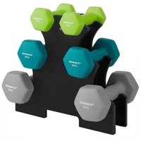 SONGMICS Hantel-Set Kurzhanteln, Hantel Set 12kg, Hexagon, Neopren Hanteln grau|grün