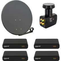 PremiumX 80cm anthrazit + Quad LNB + 4x Receiver