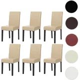 6er-Set Esszimmerstuhl Stuhl Küchenstuhl Littau ~ Kunstleder, creme, dunkle Beine